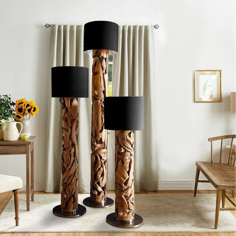 Treibholz Stehlampe XILON black | Hhen: 115 cm & 145 cm