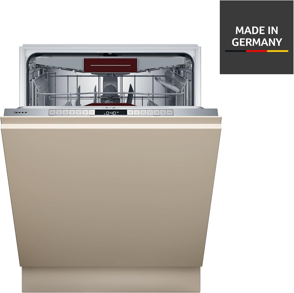 NEFF S157YCX03E, N 70, Lavastoviglie smart a scomparsa totale, 60 cm, cassetto per posate, Made in Germany, Asciugatura Zeolith, lavastoviglie particolarmente silenziosa, cestello superiore regolabile in altezza, forte pressione di spruzzo