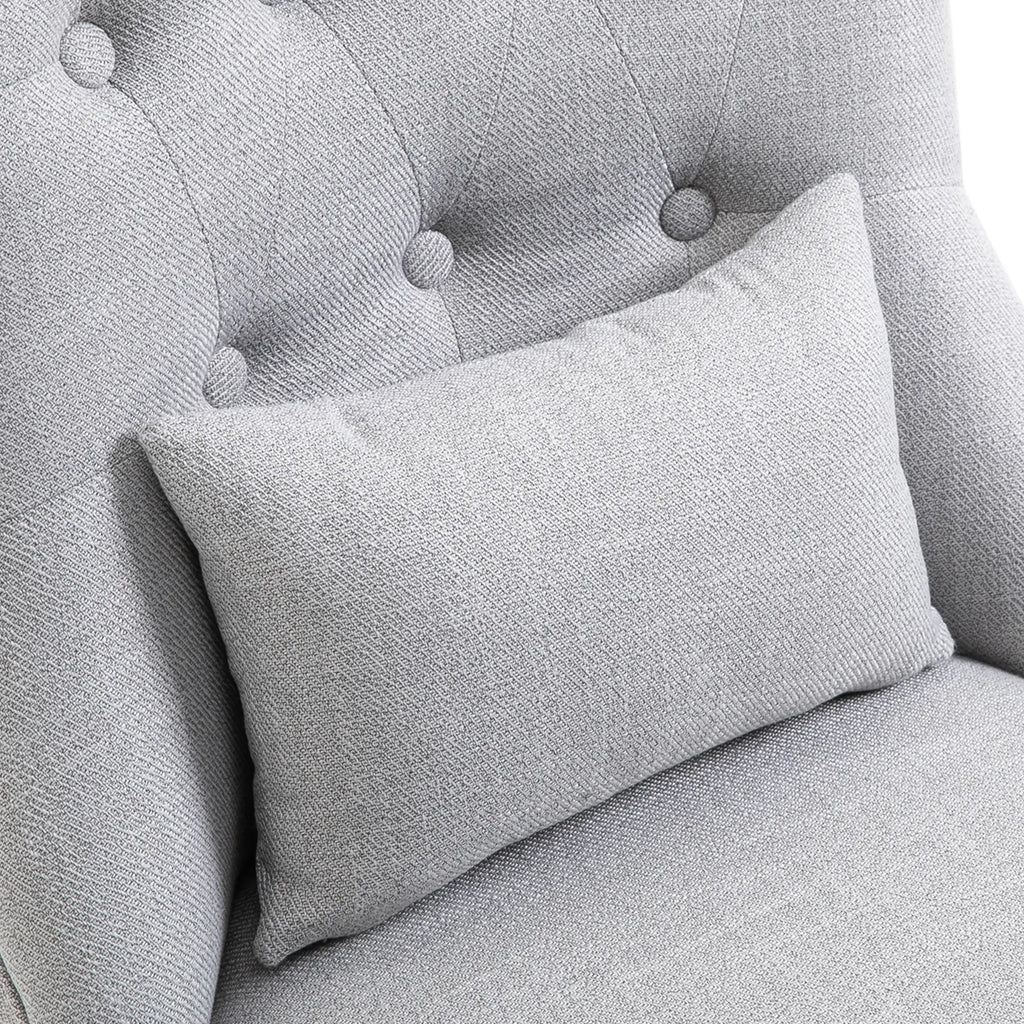 HOMCOM Poltrona imbottita stile vintage con cuscino schienale effetto lino Grigio