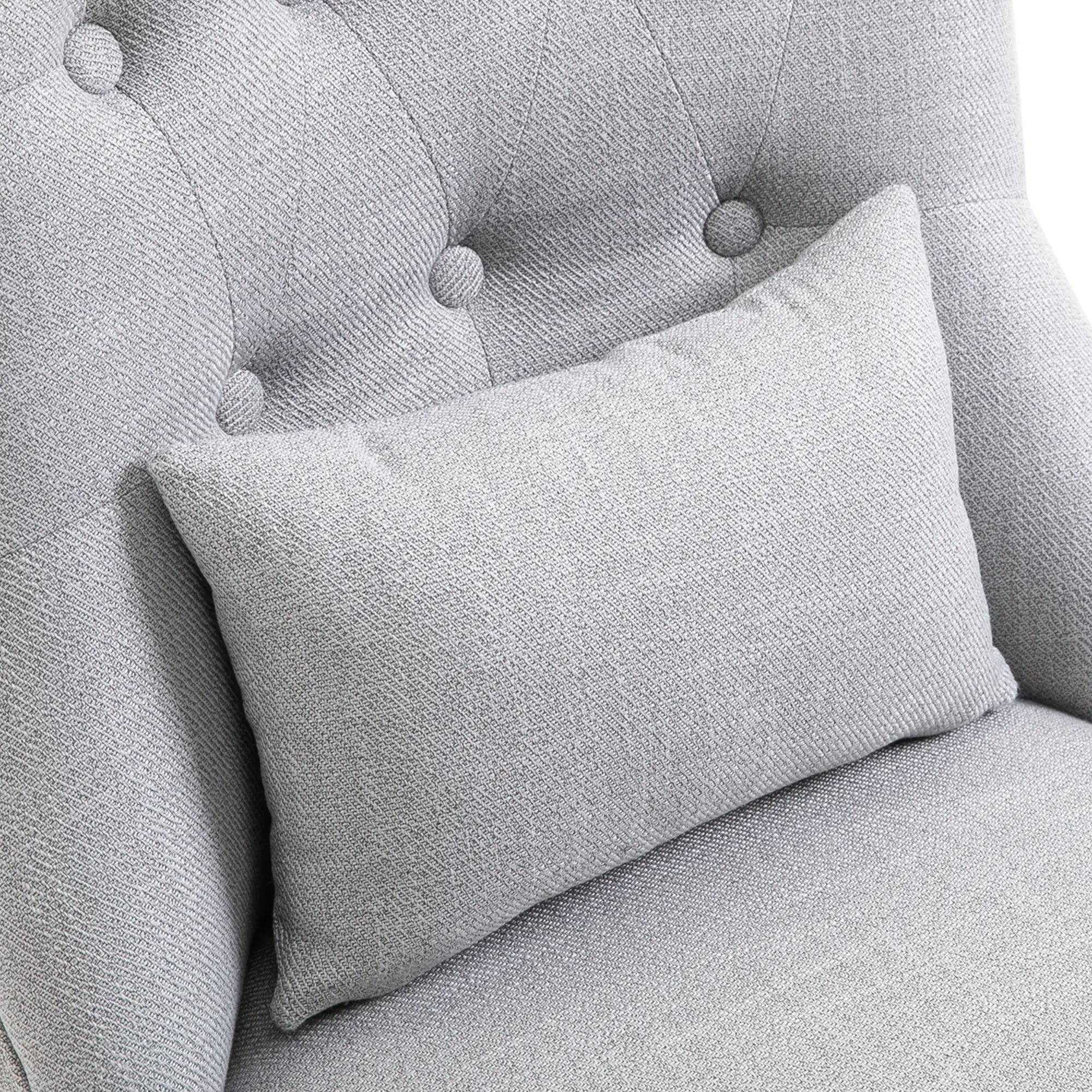 HOMCOM Poltrona imbottita stile vintage con cuscino schienale effetto lino Grigio