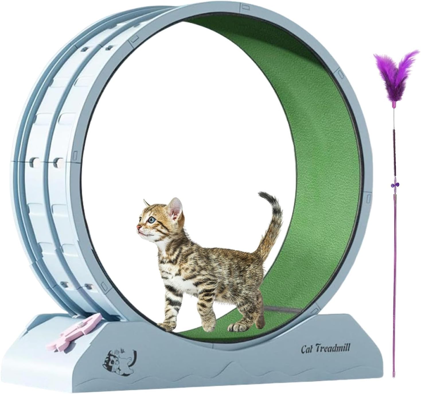 Eventerde Ruota per esercizi per gatti - Ruota per gatti | Attrezzatura da fitness per gattini | Ruota da corsa con teaser per gatti da interni per la perdita di peso, Tapis roulant per gattini a basso rumore