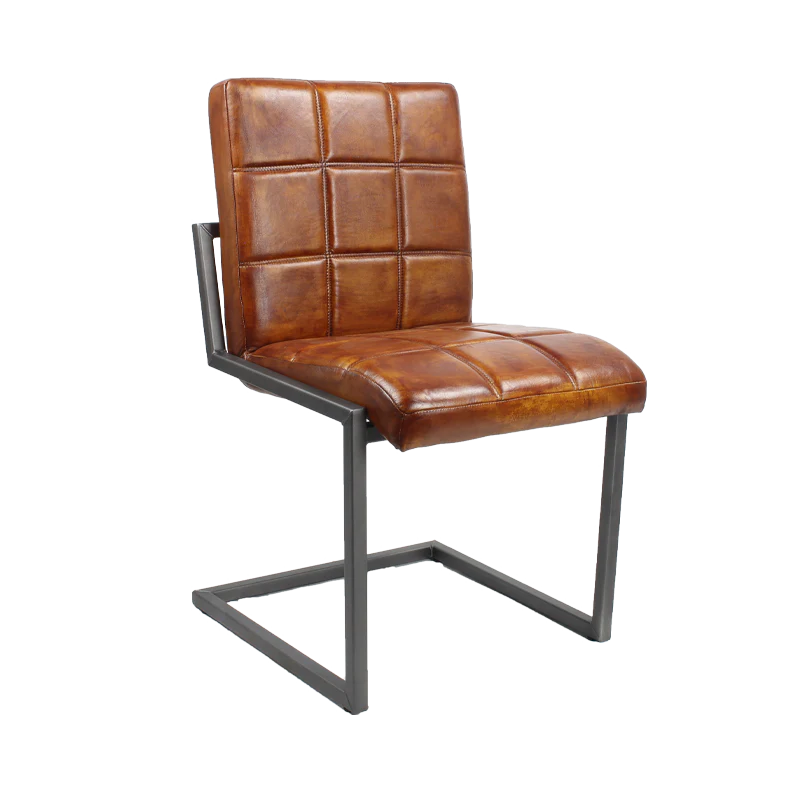 Esszimmerstuhl Serie Luka aus Büffelleder in Cognac - Gestell ohne Armlehne