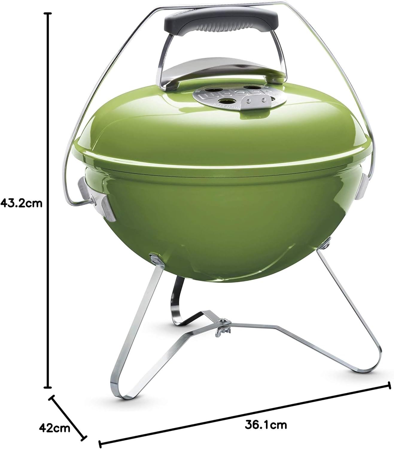 Weber Smokey Joe Premium Holzkohlegrill, Ø 37cm Grillfläche, portabeler BBQ Grill mit praktischem Tragebügel, porzellanemaillierten Deckel & Kessel - Smoke Gray (1126704)