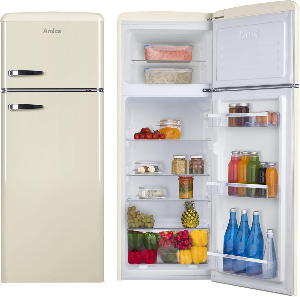 Amica KGC 15632 T Frigorifero con congelatore Retro / Ice Blue (Turchese) / 144 cm (A) x 55 cm (L) x 62 cm (P) / Design retrò / Frigorifero con congelatore
