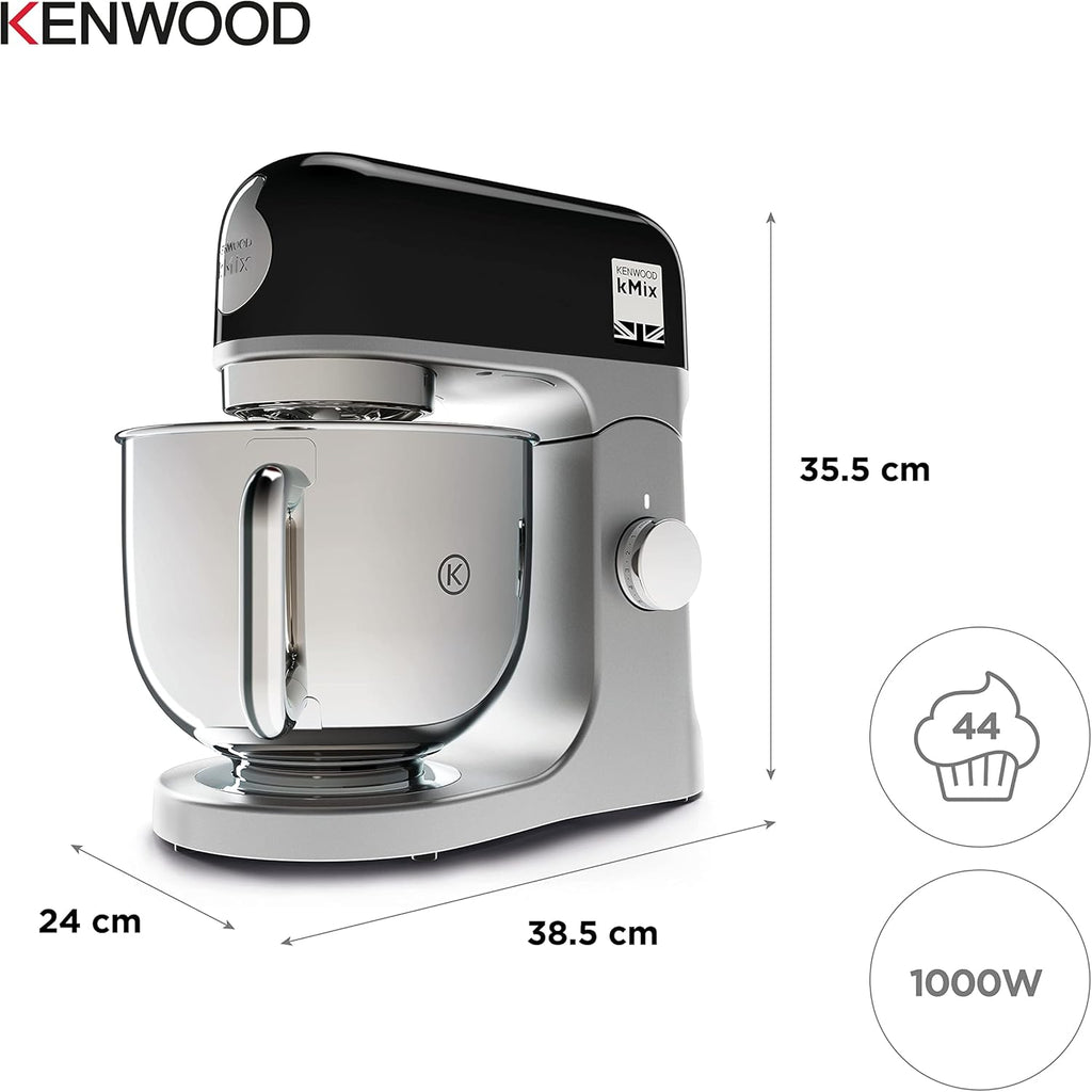 Kenwood kMix KMX750RD Robot da cucina, Ciotola in acciaio inox da 5 litri, Sistema di sicurezza Safe-Use, Corpo in metallo, 1000 Watt, Inclusi set di 3 accessori da pasticceria e paraspruzzi, Rosso