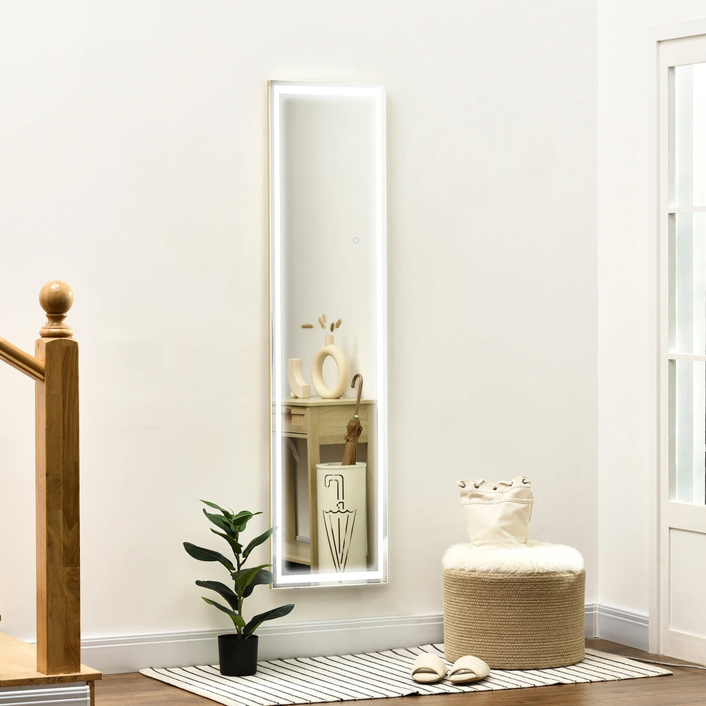 HOMCOM Specchio da Terra LED Dimmerabile 3 Colori Luce da Parete