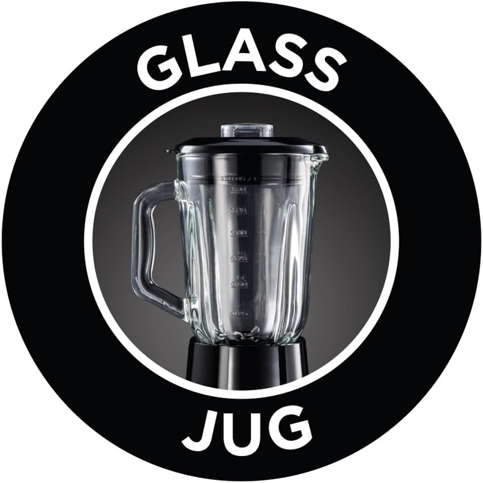 Russell Hobbs Frullatore 2-in-1 [Frullatore con caraffa in vetro da 1,5 l e mini frullatore da 0,6 l con borraccia to-go con coperchio] Lavabile in lavastoviglie, Funzione Pulse/Tritaghiaccio, Bicchieri senza BPA, Acciaio inox 23821-56