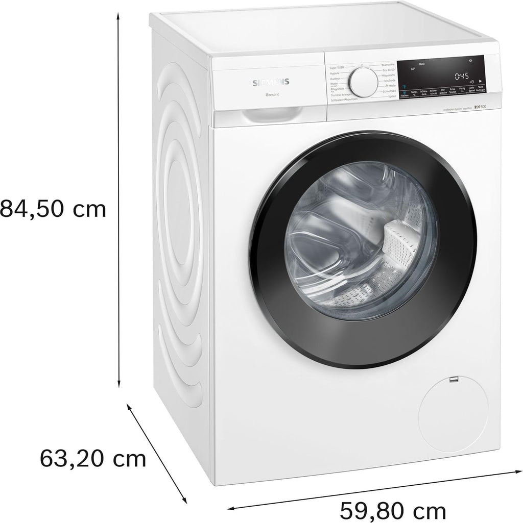 Siemens WG54G106EM iQ500, Waschmaschine 10kg, 1400 U/min, Antiflecken-System, varioSpeed für schneller saubere Wsche, Nachlegefunktion, wscheschonend, LED-Display, aquaStop, Amazon Exclusive Edition