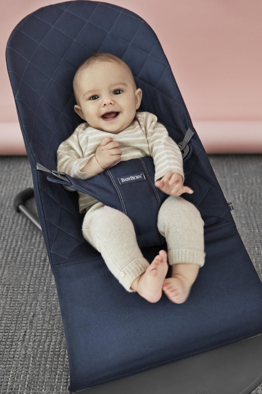 BabyBjörn Sdraietta Bliss, Tessuto trapuntato a petalo, Grigio Sabbia