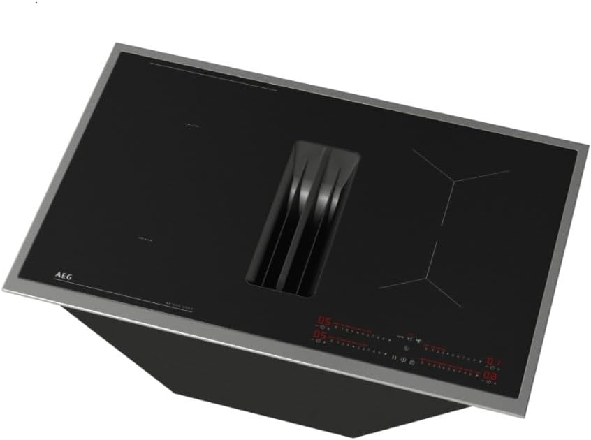 AEG piano cottura a induzione autonomo 80cm con cappa integrata / Prodotto in Germania / 4 zone cottura Flexi con funzione Bridge (combinazione di 2 zone) / Funzione automatica della cappa / Filtro a carbone attivo / COLI84COXB
