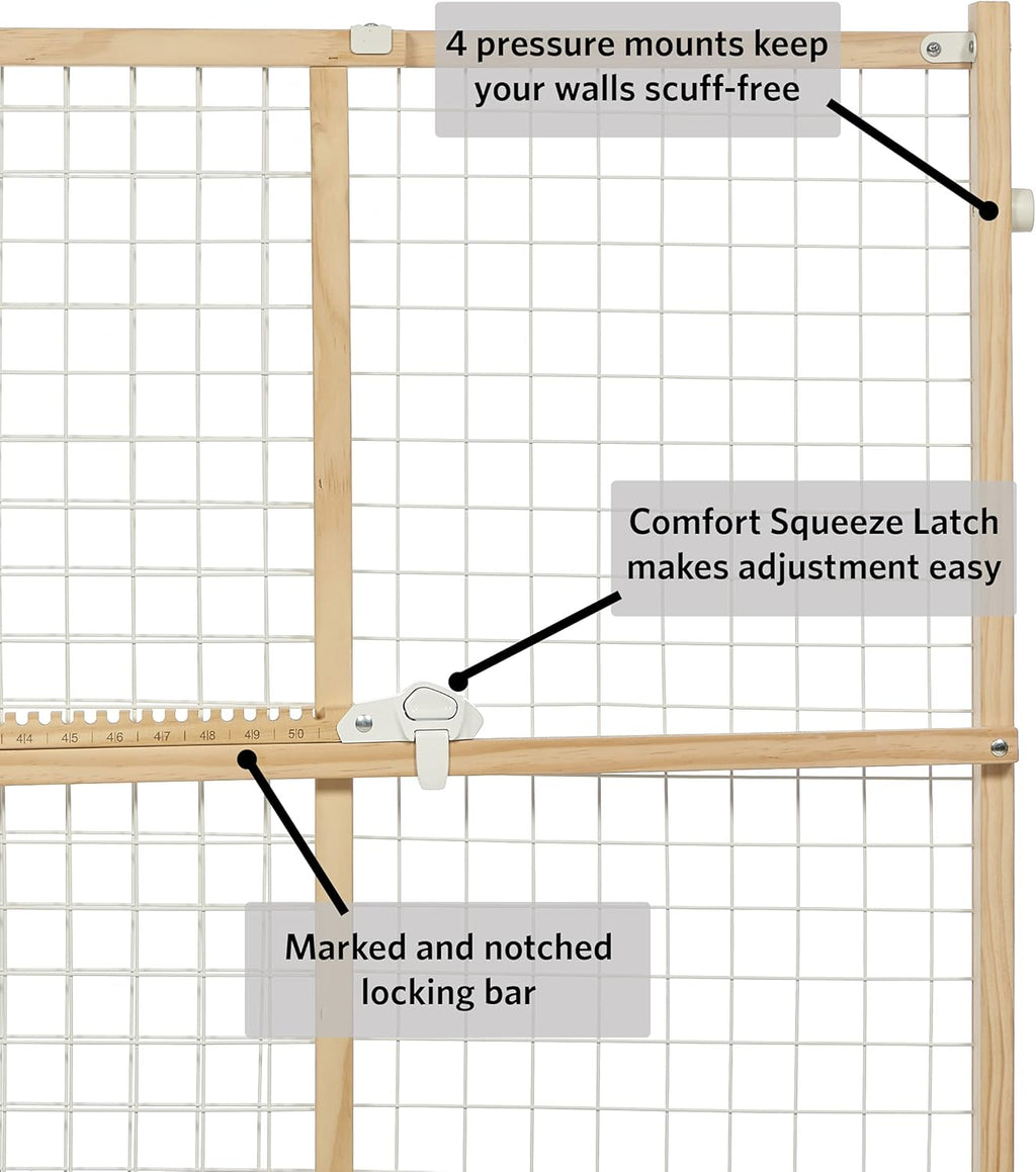 MidWest Homes for Pets Barriera/Cancelletto di Sicurezza per Animali Domestici, Modello 2944WWM-2, Altezza 112 cm, Estensibile da 74 a 127 cm di Larghezza, Grande, in Legno
