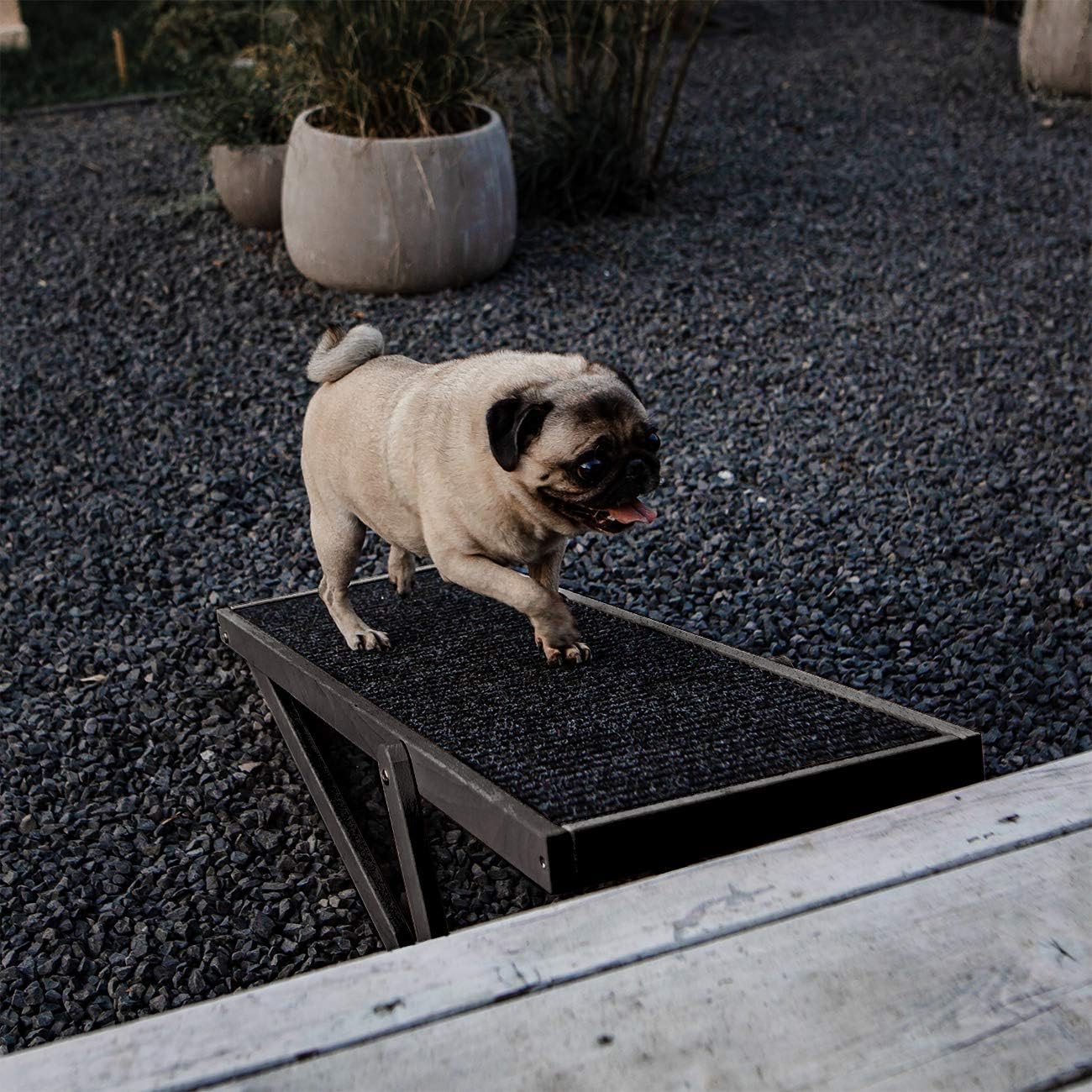 Holtaz Rampa per Cani Rampa per Gatti Scaletta per Cani per Letto o Divano Pieghevole in Legno Petwalk Scala per Cani Rampa di Carico per Animali Domestici con Inserto Antiscivolo Naturale