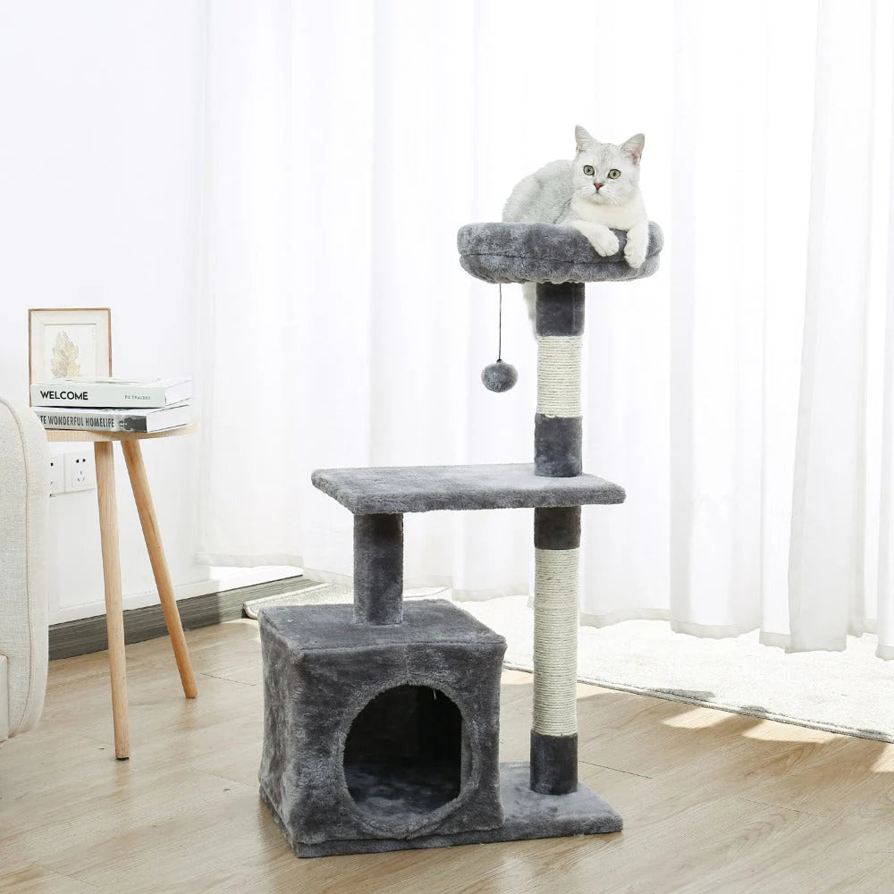 PERCHO Kratzbaum – Mehrstckiger Katzenbaum mit Spielplattform und Kuschelhhle