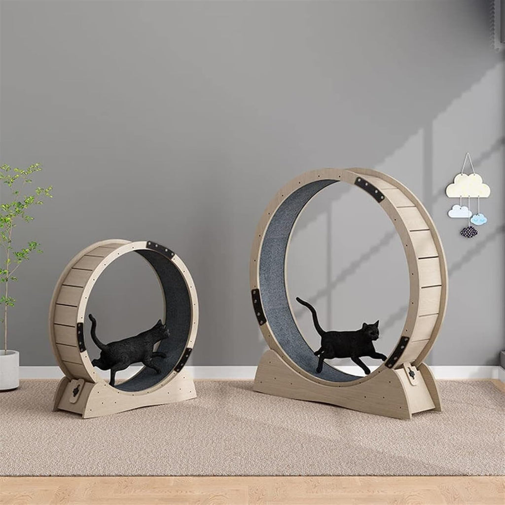 Katzenlaufrad 3 in 1 Katzen Laufrad Holz 85/100/120cm Durchmesser Großes Laufrad Für Katzen mit Griffpads Sperrvorrichtung und TPE Silent Wheel Katzenlaufrad für Katzen Drinnen Cat Wheel(Size:Diameter