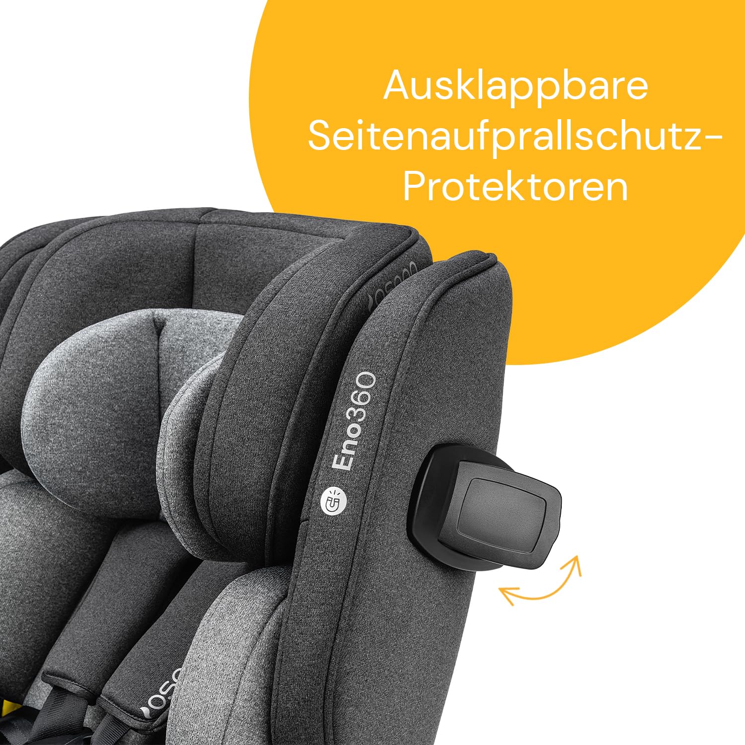 Osann Eno360 i-Size, seggiolino auto girevole 40-150 cm, reboarder con Isofix, seggiolino auto per bambini – Grigio Scuro Melange