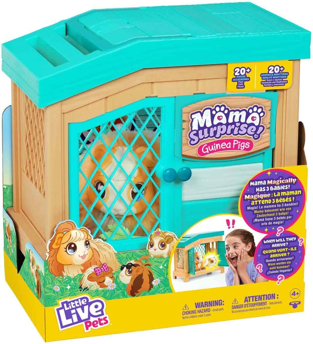 Little Live Pets – Mama Surprise | Porcellino d'India Interattivo con Gabbia e 3 Bebè a Sorpresa. Oltre 20 Suoni e Reazioni, Modello di Gioco Ripetibile, 5 anni / 60 mesi