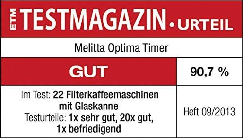 Melitta Optima Timer – Macchina da caffè con timer, macchina da caffè americano con caraffa in vetro e serbatoio dell'acqua rimovibile, per un massimo di 8 tazze di caffè, nero