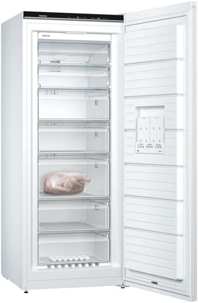 Siemens GS54NAWCV iQ500 Congelatore verticale, 176 x 70 cm, 327 L, NoFrost mai più sbrinamento, bigBox spazio per alimenti di grandi dimensioni, varioZone ripiani e cassetti flessibili in vetro, Bianco