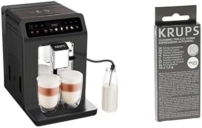 Krups Evidence One Macchina da Caffè Automatica con Tubo per il Latte, 12 Bevande, Funzione 2 Tazze, Display a Colori, Macchina del Caffè, Sigillo TÜV, Nero, EA895N10, Meteor Graphit