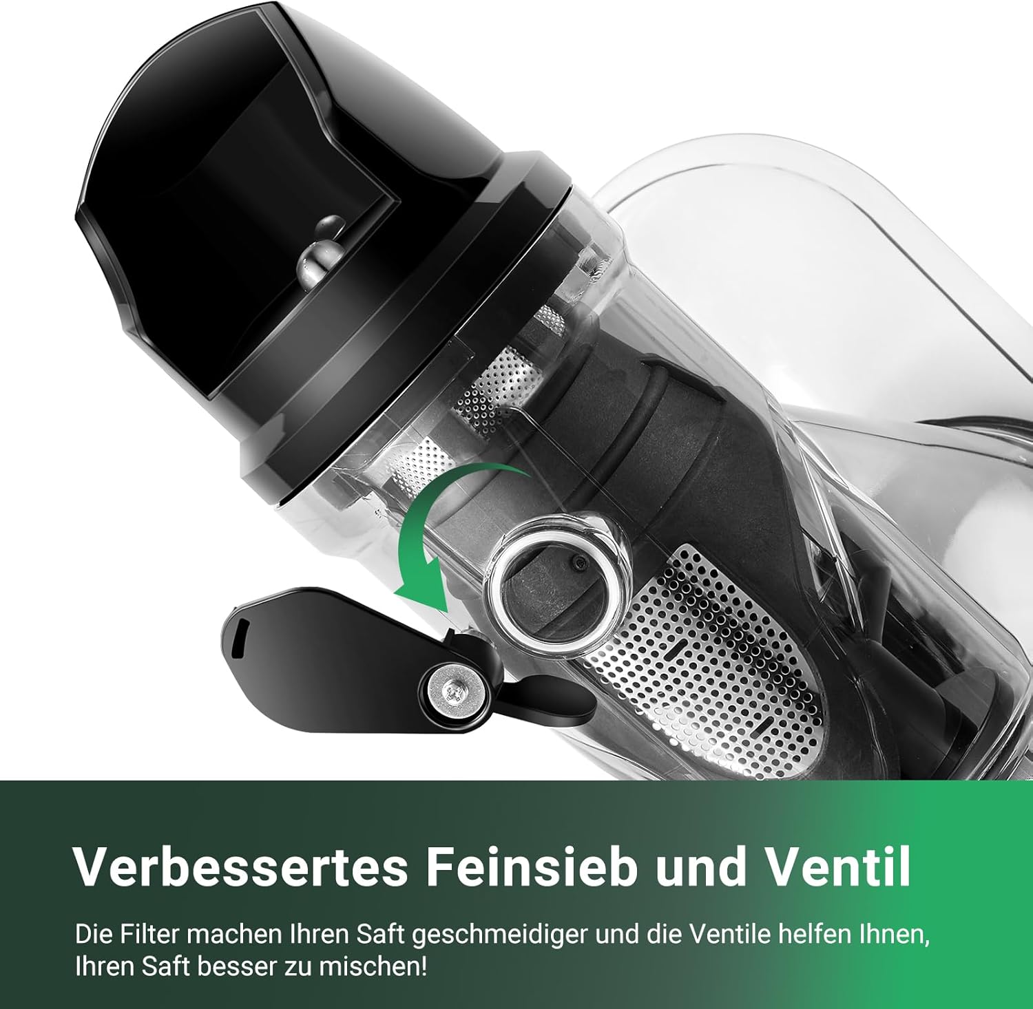 【Neues】Entsafter AOBOSI-Slow juicer mit 2 Geschwindigkeitsstufen-Entsafter gemüse und obst mit 8 stufiger Schnecke-Saftpresse mit Reinigungsbürste&2 Bechern-Obstpresse mit Reversierfunktion
