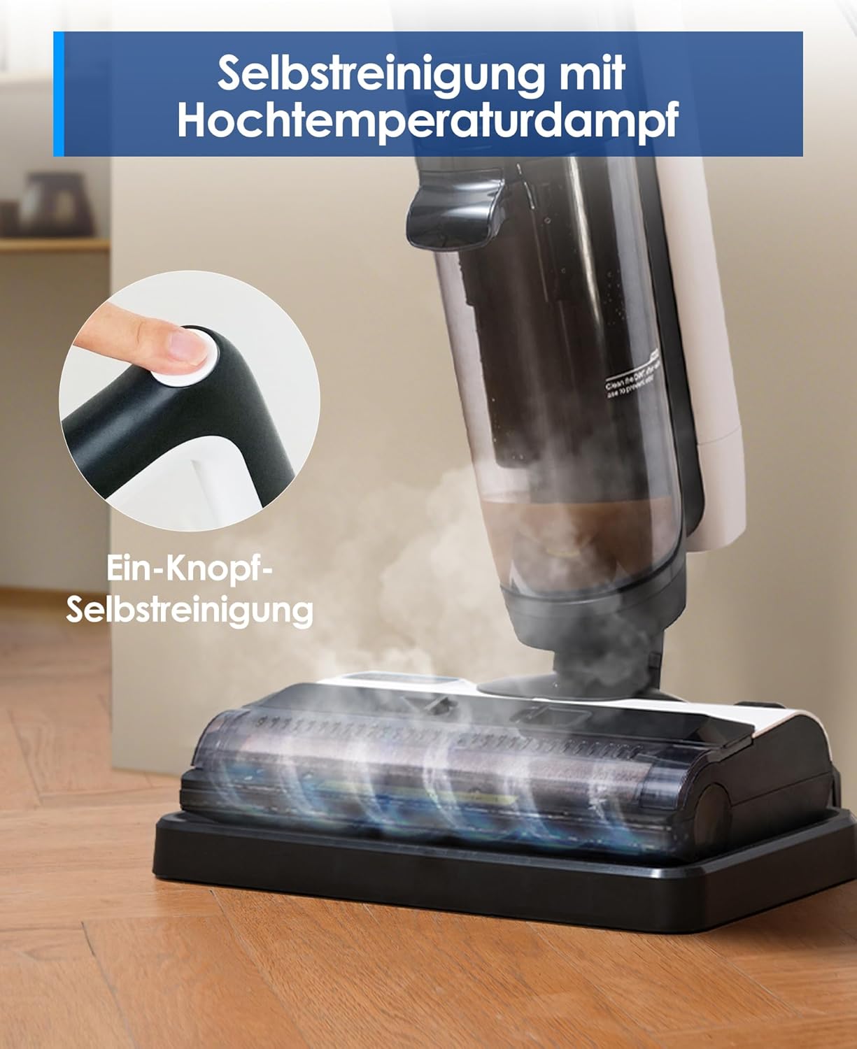 Tineco iFLOOR 5 Steam Lavapavimenti a vapore, vapore ad alta temperatura da 120℃, pulitore a vapore con filo, aspiraliquidi autopulente, lavapavimenti per sporco appiccicoso, residui di cibo