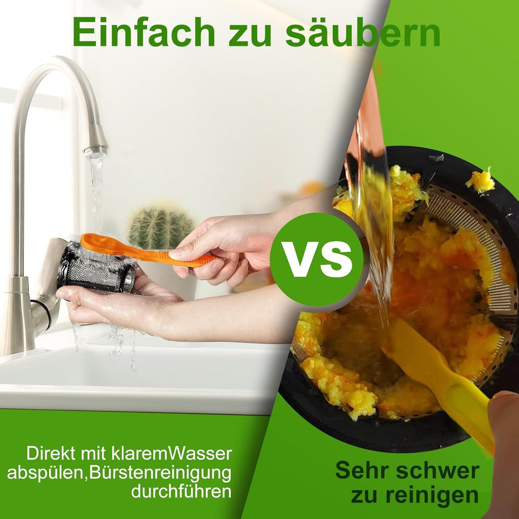 【Neues】Entsafter AOBOSI-Slow juicer mit 2 Geschwindigkeitsstufen-Entsafter gemüse und obst mit 8 stufiger Schnecke-Saftpresse mit Reinigungsbürste&2 Bechern-Obstpresse mit Reversierfunktion
