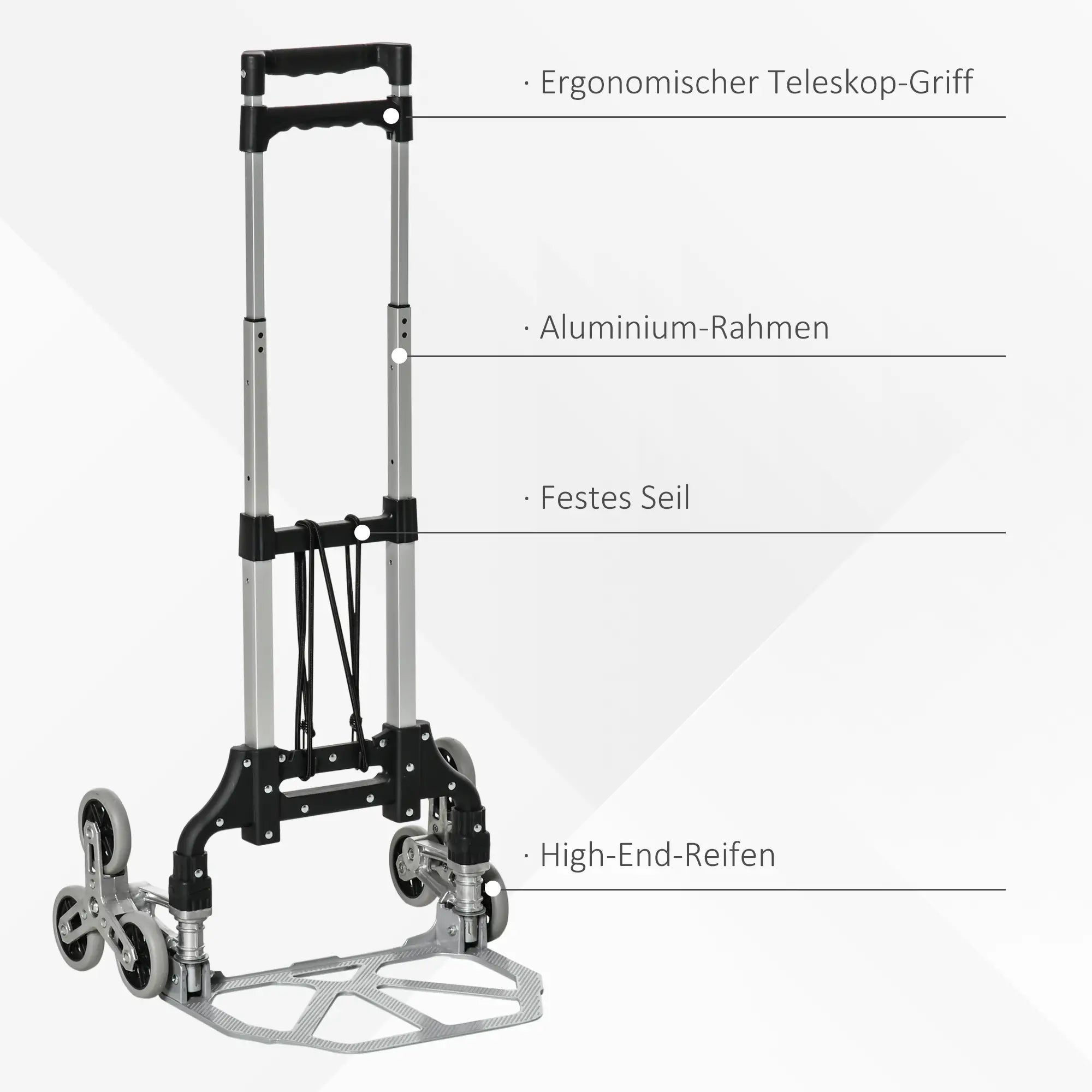 Carrello Saliscale Pieghevole Durhand 6 Ruote Alluminio
