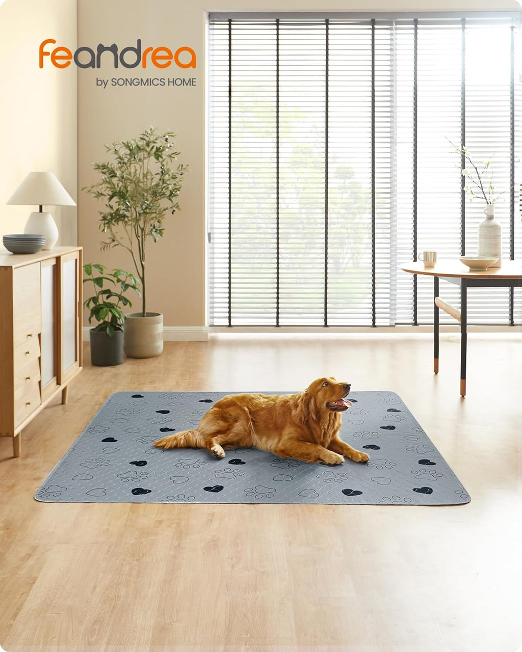Feandrea Welpen-Unterlagen waschbar, Wiederverwendbare Matten für Hunde, 152 x 122 cm, 2er Set, XL, Hundetoilette, auslaufsicher, rutschfest, super saugfhig, Katzen, Kaninchen, grau PTD048G01
