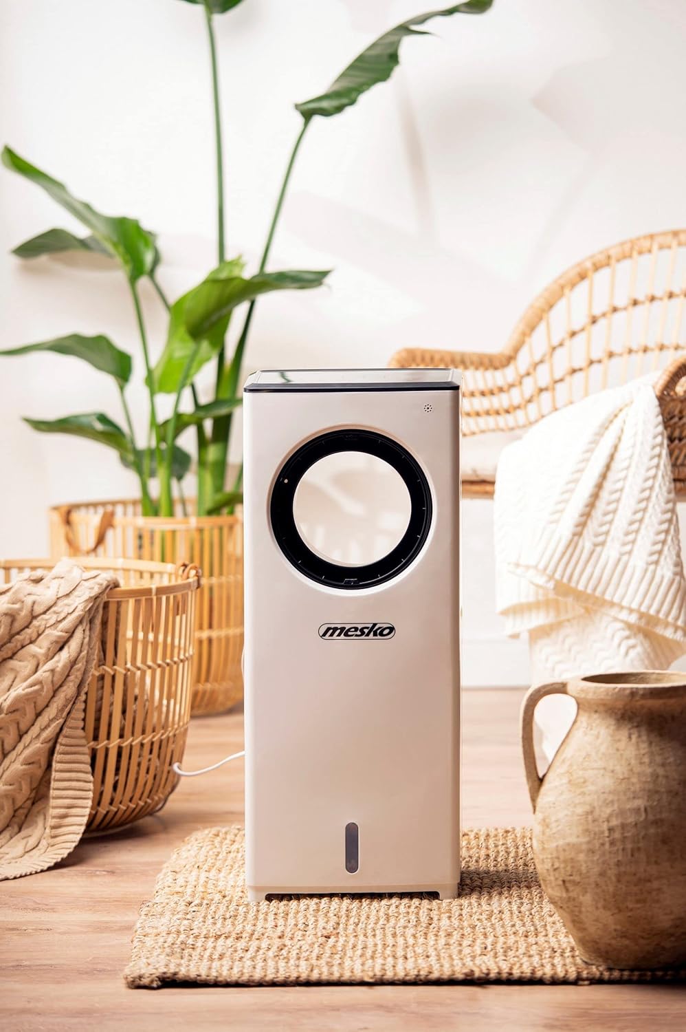 JUNG LIFEAIR Condizionatore Portatile Senza Tubo di Scarico, con Telecomando, Timer 15,5 ore, 60 dBA, 2in1 - Raffrescatore, Ionizzatore, Ventilatore Portatile con Raffreddamento ad Acqua, Climatizzatore Portatile Silenzioso