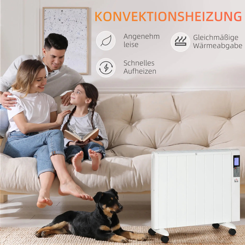 HOMCOM Stufetta Elettrica a Convezione con Telecomando e 2 Livelli di Potenza, Bianca