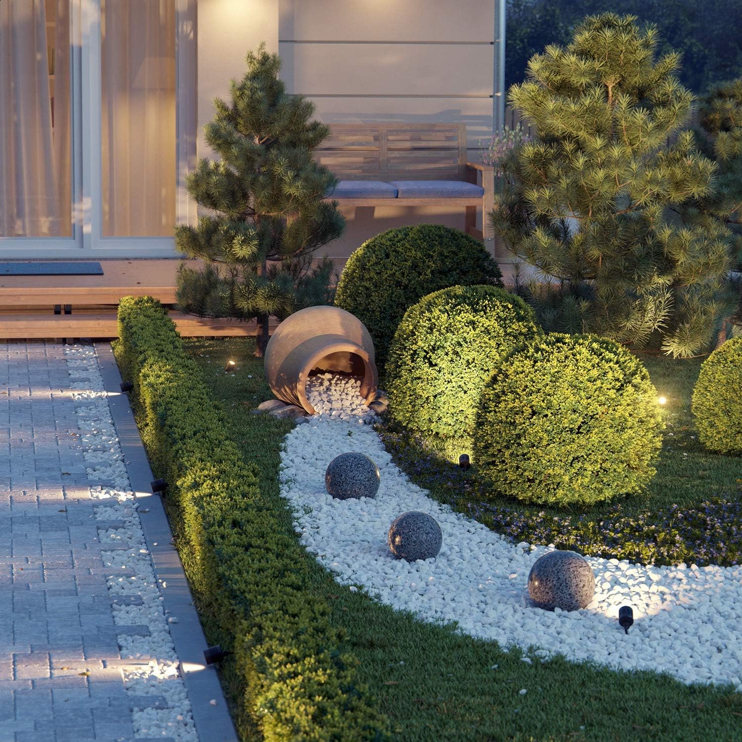 ledscom.de 10 Pezzi Faretto da Giardino a LED Piccolo con Picchetto TARL per Esterni, IP65, Spina, Nero, 4,3 W, 340lm, Bianco Caldo