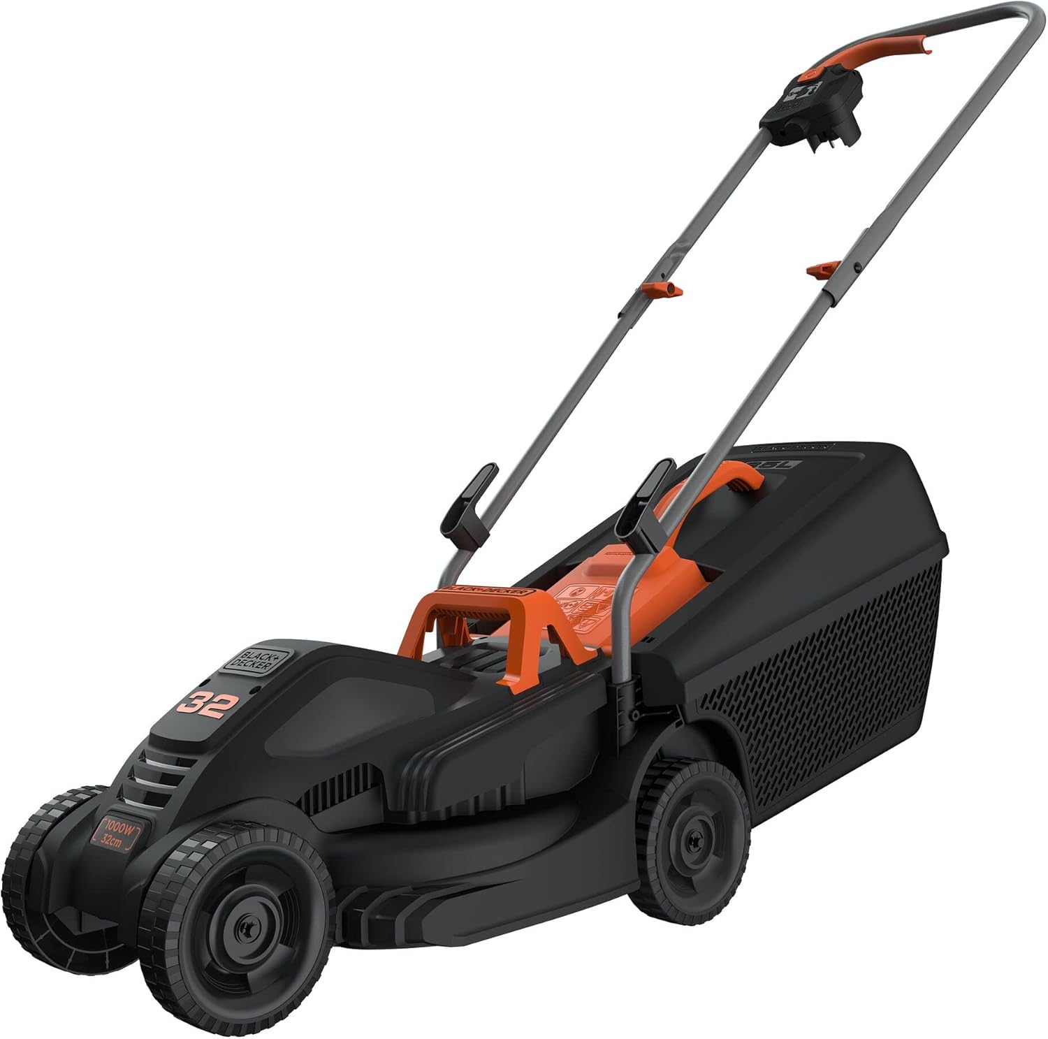 Black+Decker Elektro-Rasenmher (1.000 W, 32cm Schnittbreite, 3-fach axial Schnitthhenverstellung, 35l Grasfangbehlter, ideal für kleine Grten) BEMW351 Multicolor