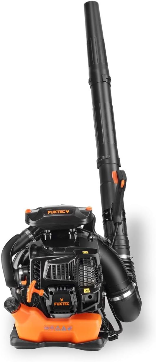 FUXTEC Soffiatore a benzina a zaino FX-LB133T – oltre 300 km/h – comodo per la schiena e portatile per grandi superfici – soffiatore a zaino, soffiatore a 2 tempi