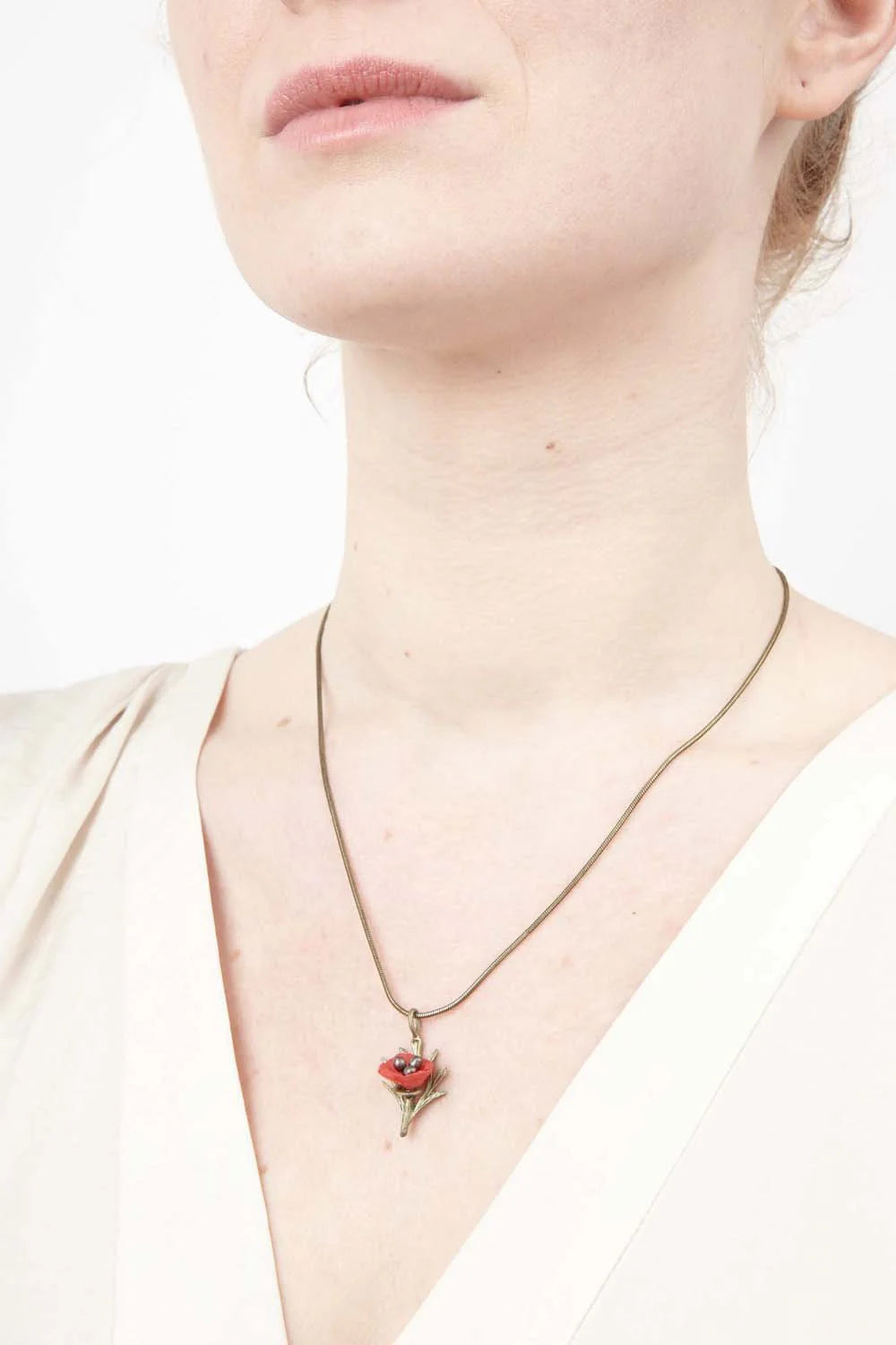 Mohnblume Kette mit Anhnger - Klein