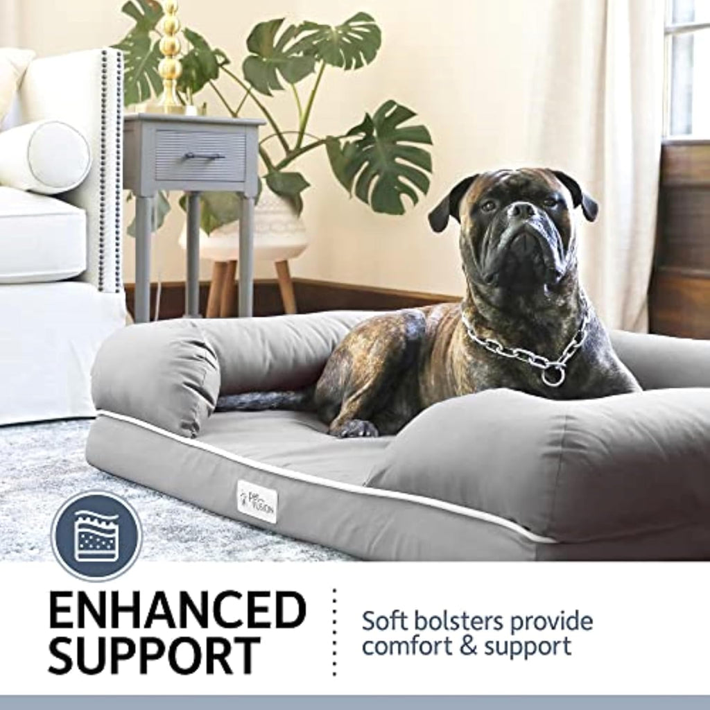 PetFusion Large per cani/gatti con memory foam solido di 10 cm, fodera impermeabile e cerniere YKK di alta qualità, miscela di cotone traspirante, rimovibile e facile da pulire, S