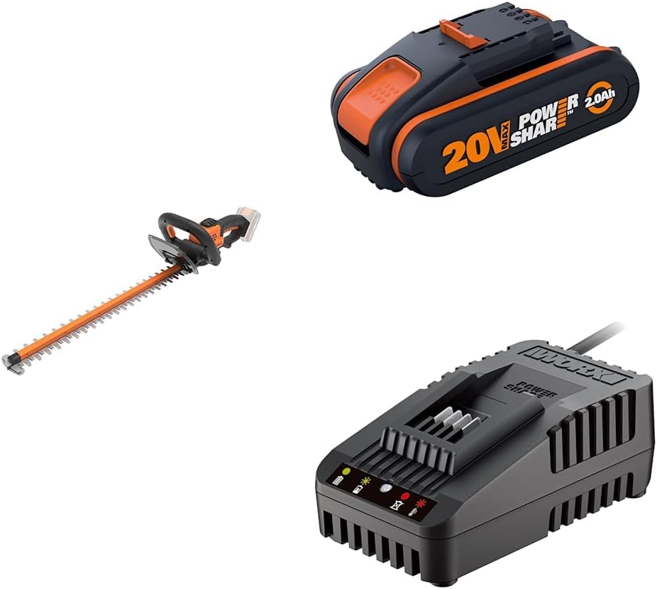 WORX WG263E.9 Nitro Tagliasiepi a batteria 20V, tagli uniformi con meno vibrazioni, potente motore brushless, lunghezza di taglio 54cm, passo dei denti 27mm, senza batteria e caricabatterie