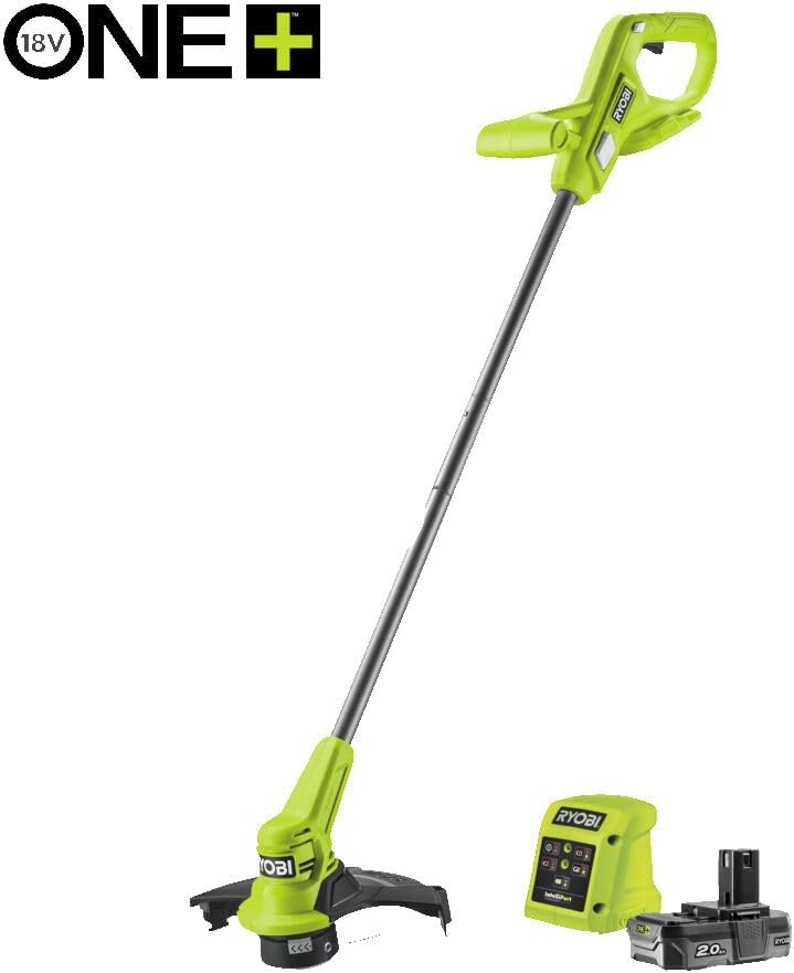 RYOBI 18 V ONE+ Akku-Rasentrimmer mit Radführung RY18LT33A-0 (33 cm Kantenschneidefunktion mit Fußsteuerung, Ø Fadenspule 1 x 1,65 mm, ohne Akku und Ladegerät)
