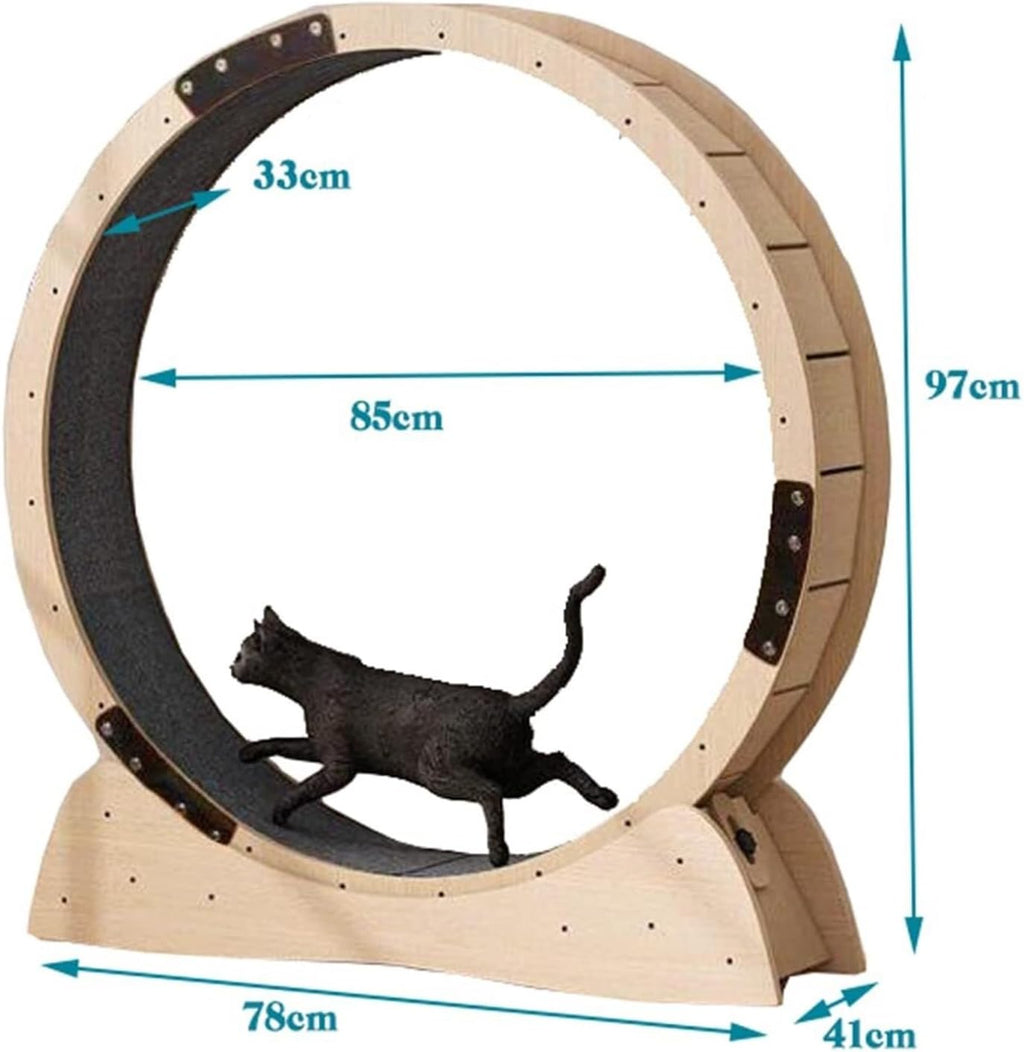 Katzenlaufrad 3 in 1 Katzen Laufrad Holz 85/100/120cm Durchmesser Großes Laufrad Für Katzen mit Griffpads Sperrvorrichtung und TPE Silent Wheel Katzenlaufrad für Katzen Drinnen Cat Wheel(Size:Diameter