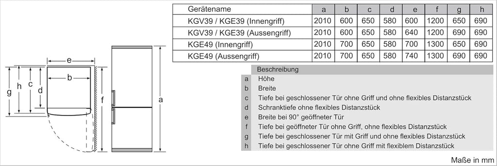 SIEMENS KG39EAICA iQ500 Frigorifero con congelatore, 201 x 60 cm, 249 L frigorifero + 94 L congelatore, LowFrost sbrinamento meno frequente, illuminazione a LED uniforme, BigBox spazio per alimenti congelati di grandi dimensioni