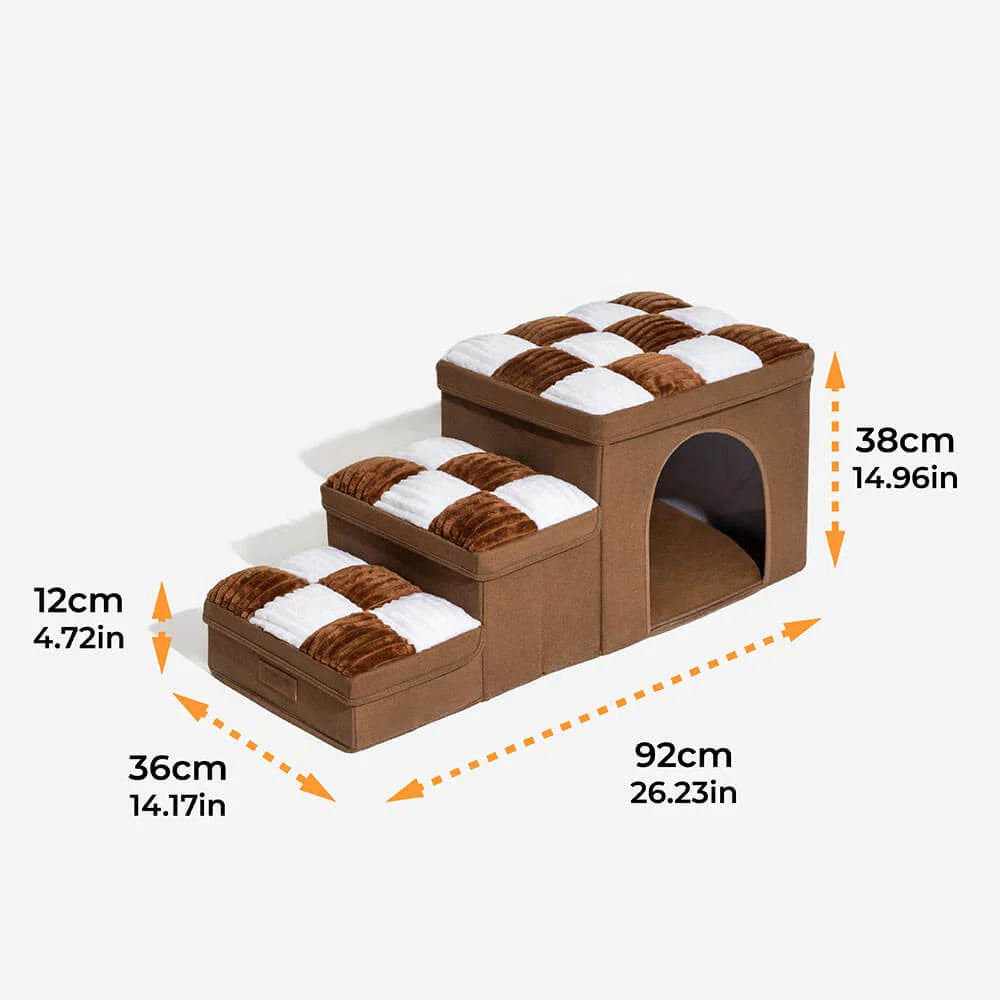 Scaletta multifunzionale per cani con vano portaoggetti e accogliente cuccia - Napsteps