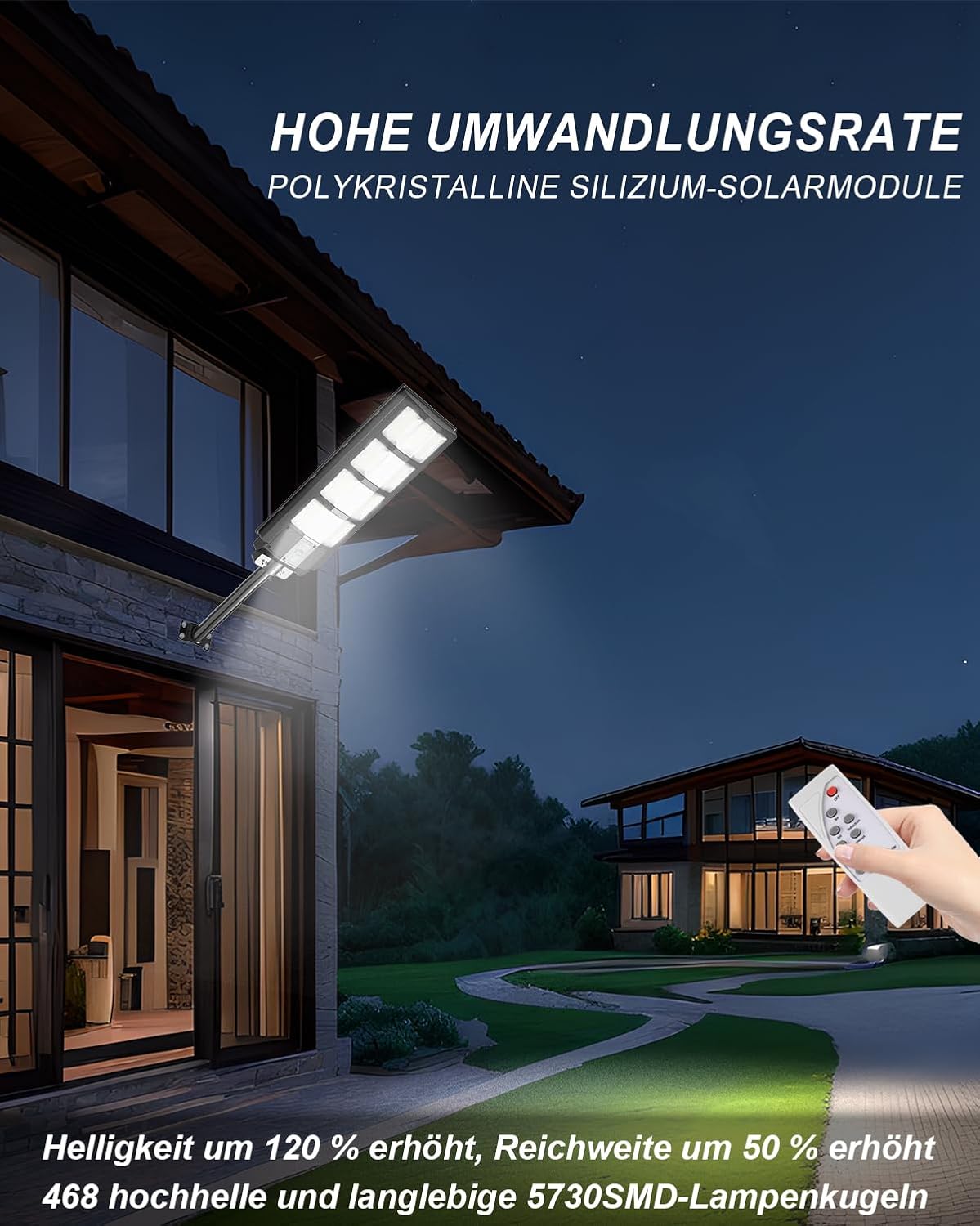 Bellanny 600W LED Solar Straßenlaterne | 6500K Wandleuchte mit Bewegungsmelder Sensor | IP65 Wasserdichte Straßenlampe Außen-Sicherheitsbeleuchtung Strahler für Garten Hof Garage Haustüren Wege,4Pcs