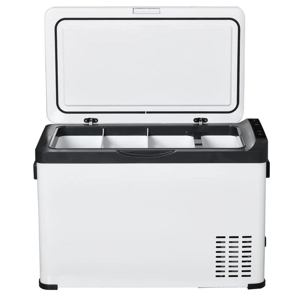 Frigorifero portatile a compressore Outsunny, pannello LCD, protezione della batteria, bianco