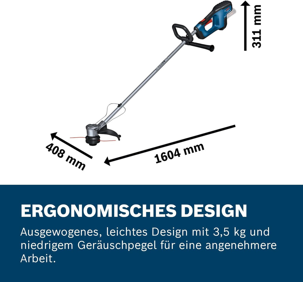 Bosch Professional 18V System Tagliabordi a batteria GRT 18V-33 (motore senza spazzole, diametro di taglio 33 cm, incl. 1 tracolla, 1 bobina di filo)
