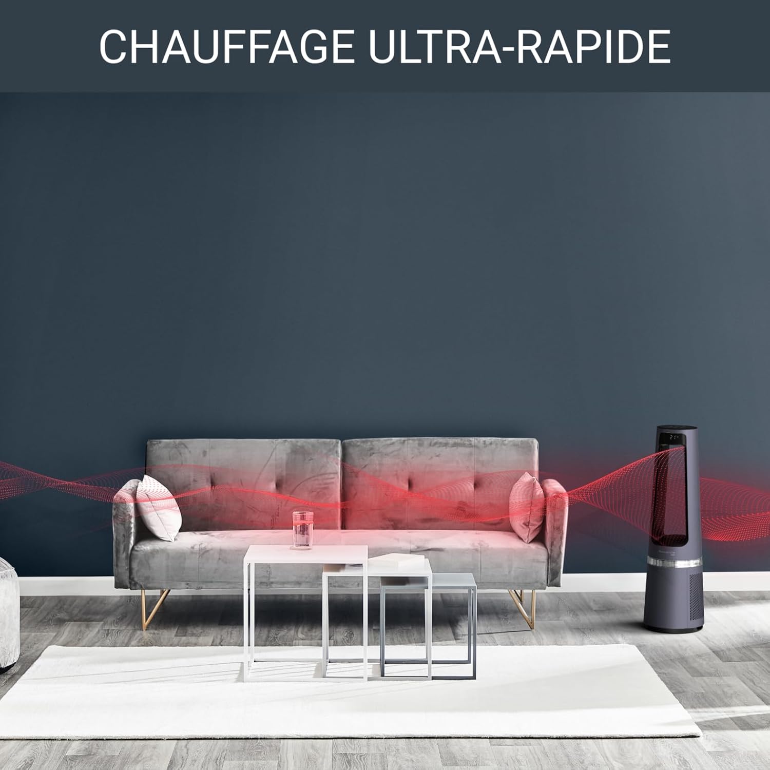Rowenta QU5062 Eclipse Purificatore d'aria 3in1 | Termoventilatore | Ventilatore | filtra il 99,9% delle particelle | per ambienti fino a 30 m2 | riscaldamento rapido fino a 35°C | modalità automatica giorno/notte | Nero/Grigio