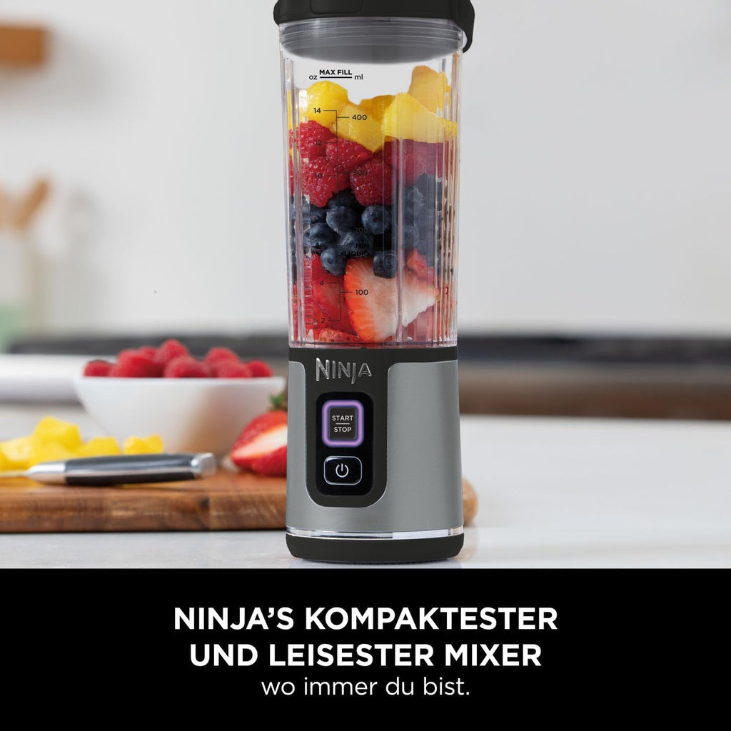 Ninja Blast Frullatore Portatile / Frullatore a Immersione / Frullatore per Smoothie, Tazza da 530 ml, Coperchio a Prova di Perdite, Mini Frullatore Potente, Senza Fili e Ricaricabile, Trita Ghiaccio e Frutta, Nero, BC151EUBK