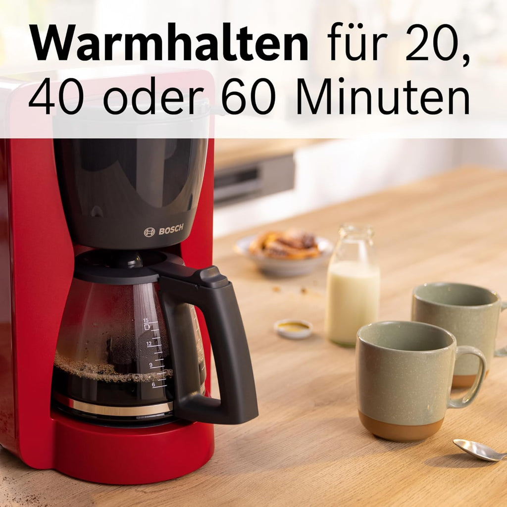 Bosch Filterkaffeemaschine MyMoment TKA3M134, Thermokanne 1 L, für 8-12 Tassen, Tropfstopp, schwenkbarer Filtertrger, Entkalkungsprogramm, abnehmbarer Wassertank, 1200 Watt, Schwarz matt