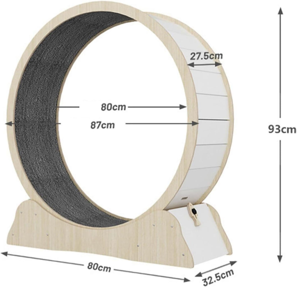 Cat Treadmill for Home Cats, Silent Cat Wheel, High Fibre Furniture Plate, Grade E1/Solid Wood Multilayer Plate with Locking Buckle, No Pinching of the Feet, S Solidwood