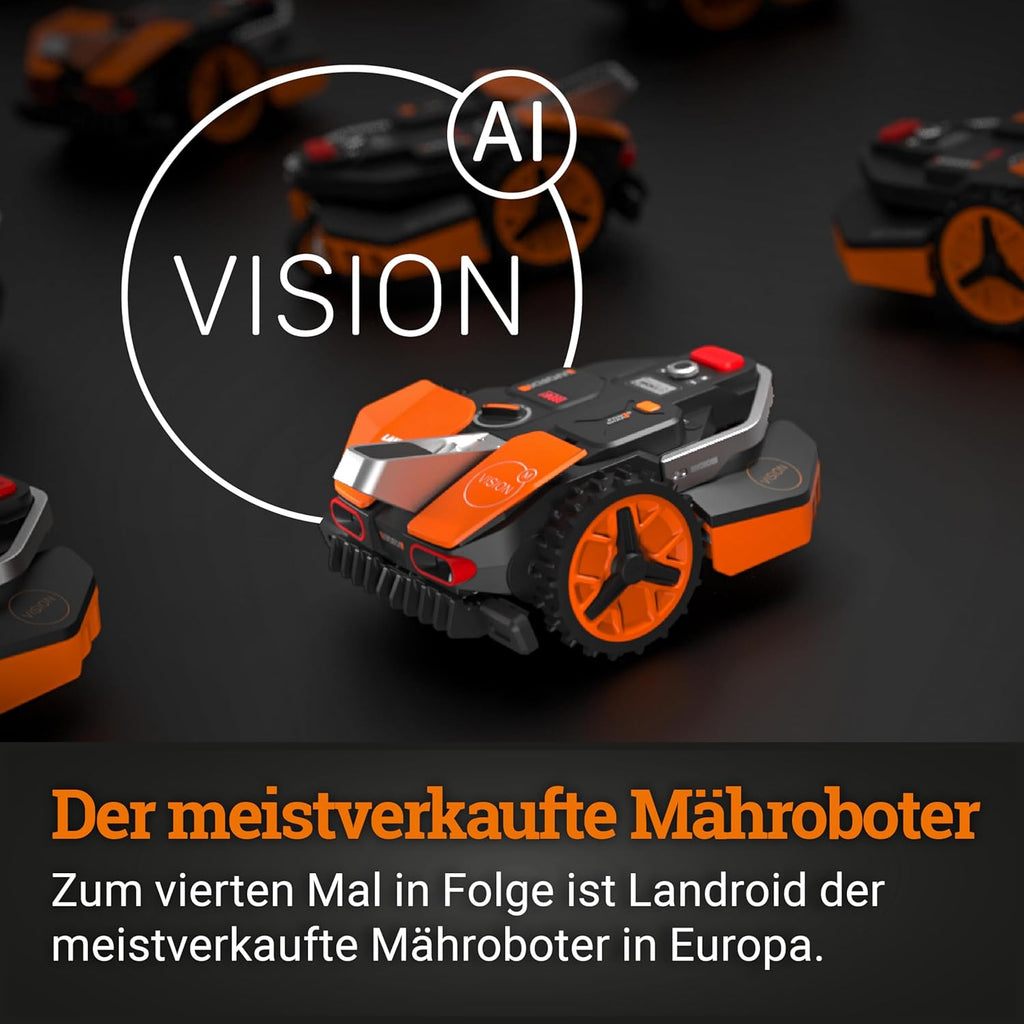 WORX Landroid WR169E Robot Rasaerba con Filo Perimetrale per Giardini fino a 300m² - Navigazione AIA - Controllo tramite App, WLAN, Bluetooth - Taglio Bordo - Larghezza di taglio 16 cm - Altezza di taglio 30-60 mm