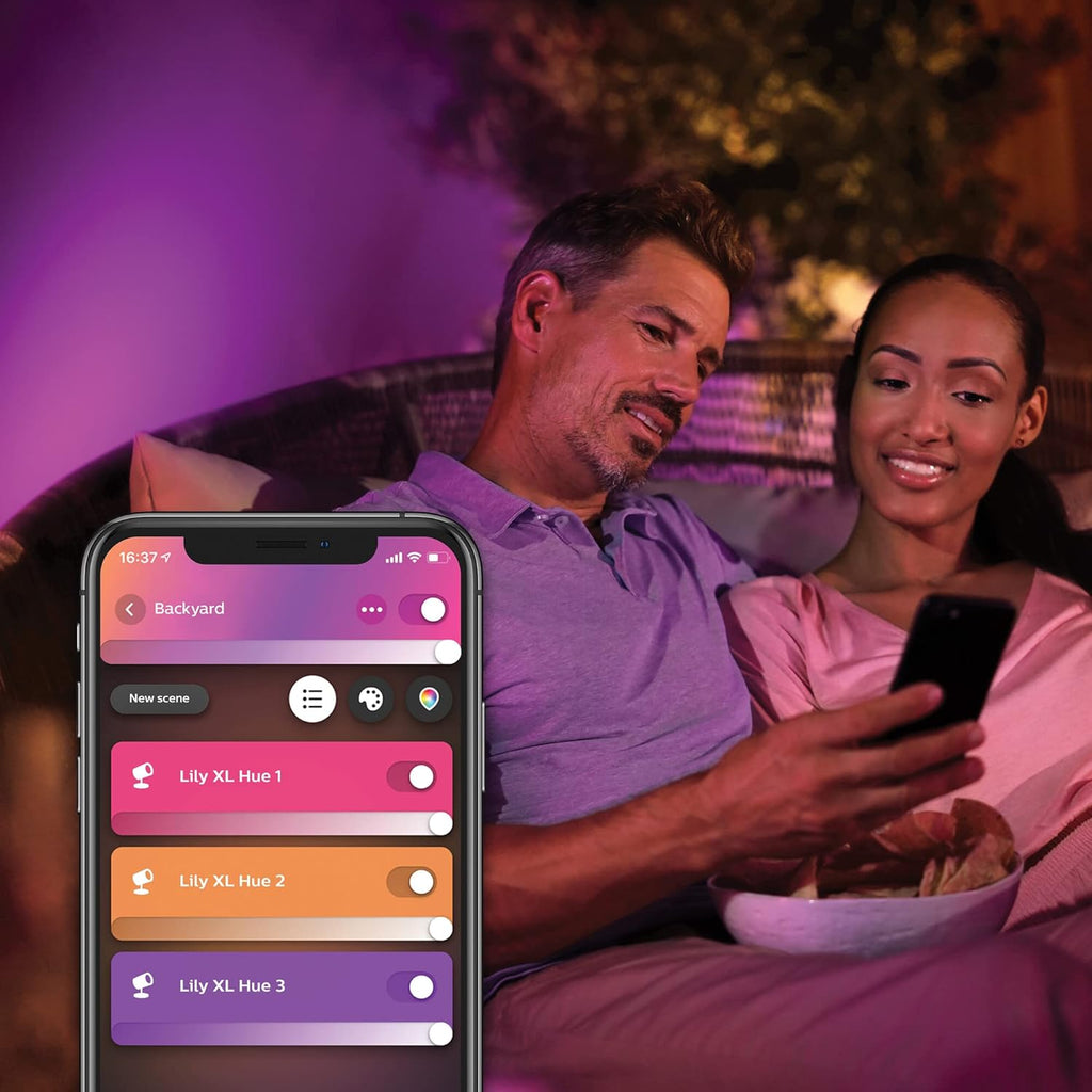 Philips Hue White & Color Ambiance Lily Gartenspot [solo estensione], richiede Hue Bridge + kit base (venduti separatamente), compatibile con Alexa, Google Assistant e Apple Homekit