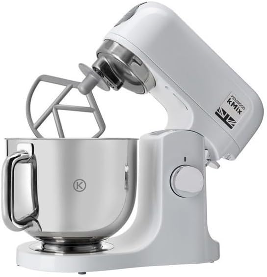 Kenwood kMix KMX750RD Robot da cucina, Ciotola in acciaio inox da 5 litri, Sistema di sicurezza Safe-Use, Corpo in metallo, 1000 Watt, Inclusi set di 3 accessori da pasticceria e paraspruzzi, Rosso